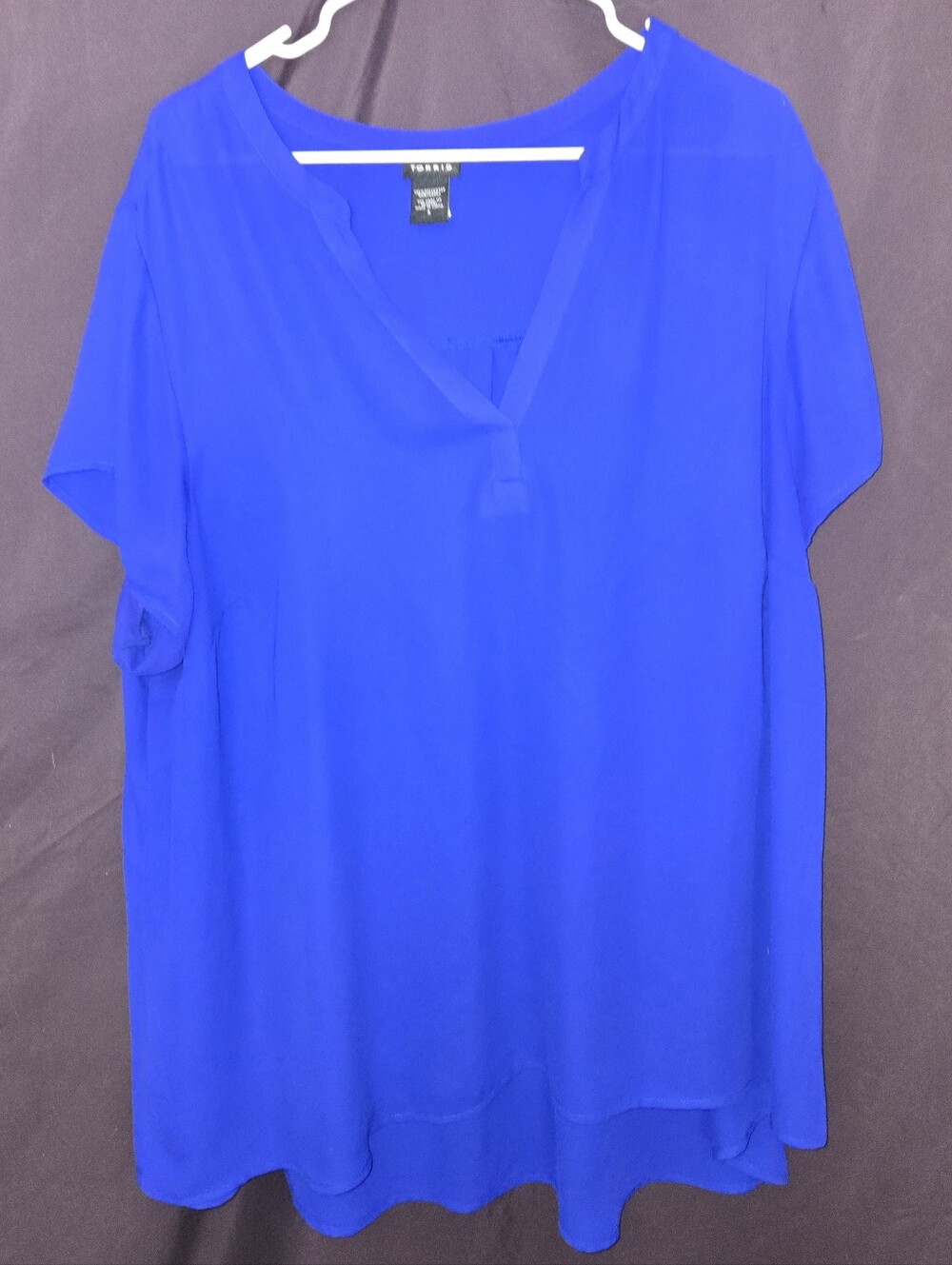 Torrid Bright Blue V-Neck Flutter Sleeve Blouse
